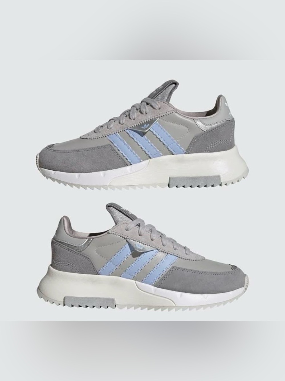 adidas originals women’s Grey Sneakers with Light Blue Stripes new